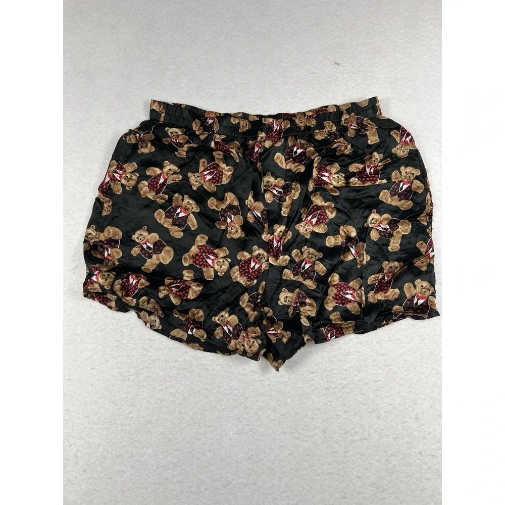Vintage 90s Addiction Mens 100% Silk  Boxer Shorts Teddy Bear Hearts‎ L